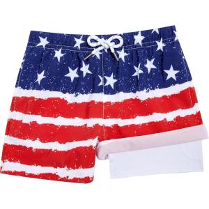 imageBRISIRA Boys Swim Trunks Bathing Suit Compression Boxer Brief Liner Swim Shorts Swimsuit AntiChafe Toddler Kids Youth TeenAmericanflag