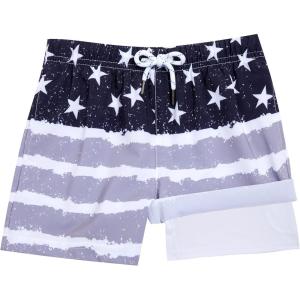 imageBRISIRA Boys Swim Trunks Bathing Suit Compression Boxer Brief Liner Swim Shorts Swimsuit AntiChafe Toddler Kids Youth TeenBg Americanflag