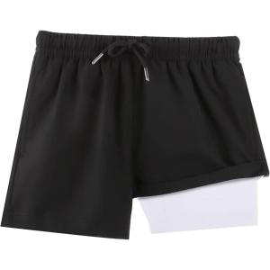 imageBRISIRA Boys Swim Trunks Bathing Suit Compression Boxer Brief Liner Swim Shorts Swimsuit AntiChafe Toddler Kids Youth TeenBlack