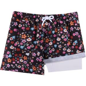 imageBRISIRA Boys Swim Trunks Bathing Suit Compression Boxer Brief Liner Swim Shorts Swimsuit AntiChafe Toddler Kids Youth TeenBlackfloral