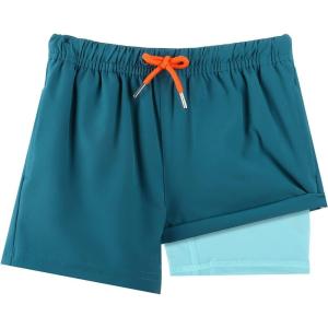 imageBRISIRA Boys Swim Trunks Bathing Suit Compression Boxer Brief Liner Swim Shorts Swimsuit AntiChafe Toddler Kids Youth TeenBlue