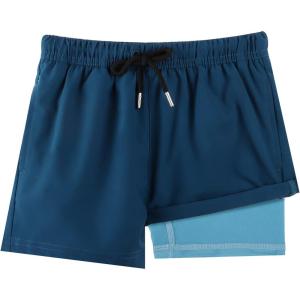 imageBRISIRA Boys Swim Trunks Bathing Suit Compression Boxer Brief Liner Swim Shorts Swimsuit AntiChafe Toddler Kids Youth TeenCopenblue