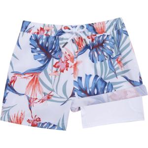 imageBRISIRA Boys Swim Trunks Bathing Suit Compression Boxer Brief Liner Swim Shorts Swimsuit AntiChafe Toddler Kids Youth TeenWhitetropicalleaves