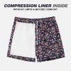 imageBRISIRA Mens Swim Trunks Swim Shorts Quick Dry 5 inch Inseam Beach Shorts with Compression Liner and Zipper PocketBlackfloral
