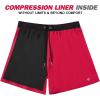 imageBRISIRA Mens Swim Trunks Swim Shorts Quick Dry 5 inch Inseam Beach Shorts with Compression Liner and Zipper PocketBlackred