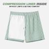 imageBRISIRA Mens Swim Trunks Swim Shorts Quick Dry 5 inch Inseam Beach Shorts with Compression Liner and Zipper PocketStripegreenwhite
