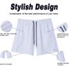 imageBRISIRA Mens Swim Trunks Swim Shorts Quick Dry 5 inch Inseam Beach Shorts with Compression Liner and Zipper PocketWhite