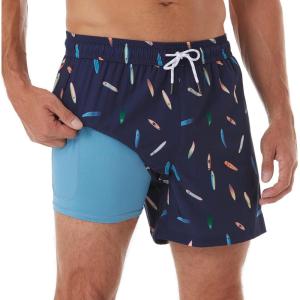 imageBRISIRA Mens Swim Trunks Swim Shorts Quick Dry 5 inch Inseam Beach Shorts with Compression Liner and Zipper PocketSkate