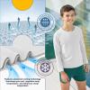 imageBRISIRA Cooling Boys Swim Shirt Long Sleeve Kids Rash Guard Quick Dry Fishing Beach Surf UPF 50 Sun Protection 616YWhite