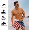 imageBRISIRA Mens Short Swim Trunks with Compression Liner Retro Vintage 8090s Bathing Suit Swim Board Shorts Swimwear Quick DryAmericanflag