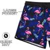 imageBRISIRA Mens Short Swim Trunks with Compression Liner Retro Vintage 8090s Bathing Suit Swim Board Shorts Swimwear Quick DryFlamingo