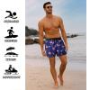 imageBRISIRA Mens Short Swim Trunks with Compression Liner Retro Vintage 8090s Bathing Suit Swim Board Shorts Swimwear Quick DryFlamingo