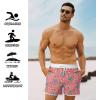 imageBRISIRA Mens Short Swim Trunks with Compression Liner Retro Vintage 8090s Bathing Suit Swim Board Shorts Swimwear Quick DryPinkavocado