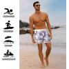 imageBRISIRA Mens Short Swim Trunks with Compression Liner Retro Vintage 8090s Bathing Suit Swim Board Shorts Swimwear Quick DryWhitetropicalleaves
