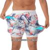 imageBRISIRA Mens Short Swim Trunks with Compression Liner Retro Vintage 8090s Bathing Suit Swim Board Shorts Swimwear Quick DryWhitetropicalleaves