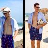imageBRISIRA Mens Swim Trunks Swim Shorts 7 inch Compression Liner Bathing Suit Beach Shorts Swimwear Stretch Quick Dry PocketsFlamingo