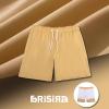 imageBRISIRA Mens Swim Trunks Swim Shorts 7 inch Compression Liner Bathing Suit Beach Shorts Swimwear Stretch Quick Dry PocketsKhaki