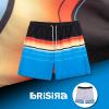 imageBRISIRA Mens Swim Trunks Swim Shorts 7 inch Compression Liner Bathing Suit Beach Shorts Swimwear Stretch Quick Dry PocketsStriped Blackblue