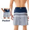 imageBRISIRA Mens Swim Trunks Swim Shorts 7 inch Compression Liner Bathing Suit Beach Shorts Swimwear Stretch Quick Dry PocketsStriped Navywhite