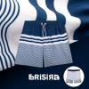 imageBRISIRA Mens Swim Trunks Swim Shorts 7 inch Compression Liner Bathing Suit Beach Shorts Swimwear Stretch Quick Dry PocketsStriped Navywhite