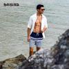 imageBRISIRA Mens Swim Trunks Swim Shorts 7 inch Compression Liner Bathing Suit Beach Shorts Swimwear Stretch Quick Dry PocketsStriped Navywhite