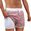 imageBRISIRA Mens Short Swim Trunks with Compression Liner Retro Vintage 8090s Bathing Suit Swim Board Shorts Swimwear Quick DryPinkavocado