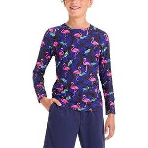 imageBRISIRA Cooling Boys Swim Shirt Long Sleeve Kids Rash Guard Quick Dry Fishing Beach Surf UPF 50 Sun Protection 616YFlamingo