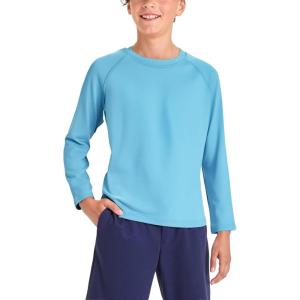 imageBRISIRA Cooling Boys Swim Shirt Long Sleeve Kids Rash Guard Quick Dry Fishing Beach Surf UPF 50 Sun Protection 616YSky Blue