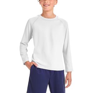 imageBRISIRA Cooling Boys Swim Shirt Long Sleeve Kids Rash Guard Quick Dry Fishing Beach Surf UPF 50 Sun Protection 616YWhite