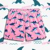 imageBRISIRA Boys Swim Trunks Bathing Suit Compression Liner Swimsuit AntiChafe Swim Shorts Toddler Kids Youth Teen Quick DryPink Shark