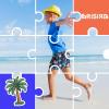 imageBRISIRA Boys Swim Trunks Swim Shorts with Compression Liner Stretch Bathing Suit Swimsuit Toddler Kids Youth Teen Quick DryBlue Coconuttree