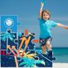imageBRISIRA Boys Swim Trunks Swim Shorts with Compression Liner Stretch Bathing Suit Swimsuit Toddler Kids Youth Teen Quick DryBlue Coconuttree