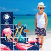 imageBRISIRA Boys Swim Trunks Swim Shorts with Compression Liner Stretch Bathing Suit Swimsuit Toddler Kids Youth Teen Quick DryDarkblue Flamingo