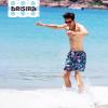 imageBRISIRA Mens Swim Trunks 5 Inch Compression Liner Beach Swim Shorts Bathing Suit Quick Dry 4Way Stretch PocketsBlue Flamingoleaf