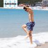 imageBRISIRA Mens Swim Trunks 5 Inch Compression Liner Beach Swim Shorts Bathing Suit Quick Dry 4Way Stretch PocketsDarkblue Flamingo