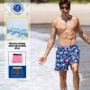 imageBRISIRA Mens Swim Trunks 5 Inch Compression Liner Beach Swim Shorts Bathing Suit Quick Dry 4Way Stretch PocketsDarkblue Flamingo