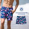 imageBRISIRA Mens Swim Trunks 5 Inch Compression Liner Beach Swim Shorts Bathing Suit Quick Dry 4Way Stretch PocketsDarkblue Flamingo