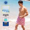 imageBRISIRA Mens Swim Trunks 5 Inch Compression Liner Beach Swim Shorts Bathing Suit Quick Dry 4Way Stretch PocketsPink Flamingoleaf