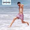 imageBRISIRA Mens Swim Trunks 5 Inch Compression Liner Beach Swim Shorts Bathing Suit Quick Dry 4Way Stretch PocketsPink Shark
