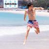 imageBRISIRA Mens Swim Trunks 5 Inch Compression Liner Beach Swim Shorts Bathing Suit Quick Dry 4Way Stretch PocketsRetro Flag