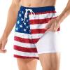 imageBRISIRA Mens Swim Trunks 5 Inch Compression Liner Beach Swim Shorts Bathing Suit Quick Dry 4Way Stretch PocketsRetro Flag