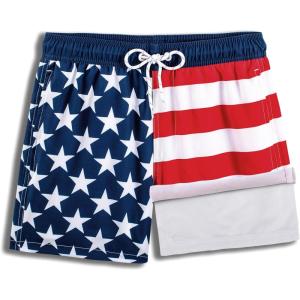 imageBRISIRA Boys Swim Trunks Bathing Suit Compression Boxer Brief Liner AntiChafe Swimsuit Swim Shorts Toddler Kids Youth TeenAmerica Flag