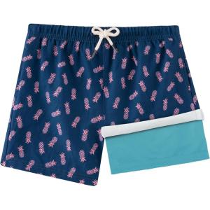 imageBRISIRA Boys Swim Trunks Bathing Suit Compression Boxer Brief Liner AntiChafe Swimsuit Swim Shorts Toddler Kids Youth TeenBlue Pinkpineapple