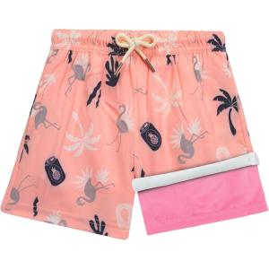 imageBRISIRA Boys Swim Trunks Bathing Suit Compression Liner Swimsuit AntiChafe Swim Shorts Toddler Kids Youth Teen Quick DryLightpink Flamingo