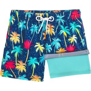 imageBRISIRA Boys Swim Trunks Swim Shorts with Compression Liner Stretch Bathing Suit Swimsuit Toddler Kids Youth Teen Quick DryBlue Coconuttree