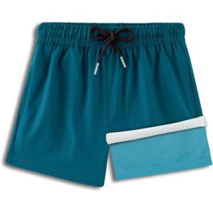imageBRISIRA Boys Swim Trunks Swim Shorts with Compression Liner Stretch Bathing Suit Swimsuit Toddler Kids Youth Teen Quick DryCopenblue