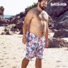 imageBRISIRA Big and Tall Mens Swim Trunks with Compression Liner Swimsuit Bathing Suit Swim Shorts Board Shorts Quick Dry 1X6XWhitetropicalleaves