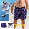 imageBRISIRA Big and Tall Swim Trunks for Men Bathing Suit with Mesh Lining Quick Dry Board Shorts Beach Swimsuit PocketFlamingo