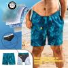 imageBRISIRA Big and Tall Swim Trunks for Men Bathing Suit with Mesh Lining Quick Dry Board Shorts Beach Swimsuit PocketGreentropical