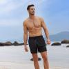imageBRISIRA Mens Swim Trunks Bathing Suit 5 Inch Inseam Compression Liner Beach Swim Shorts Swimwear Quick Dry Zipper PocketBlack